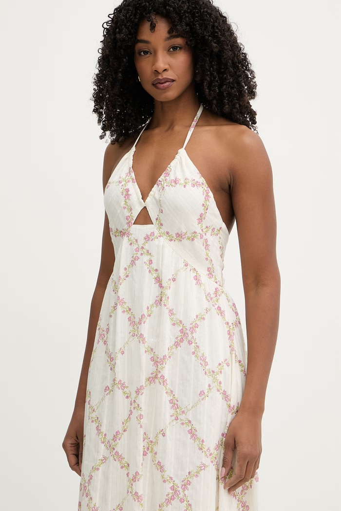 Twinset rochie halter cu bumbac bej 261TT2611