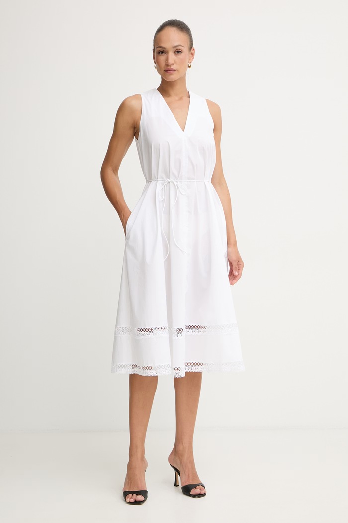 Twinset letné šaty bavlnené s elastanom biela 261TT2250