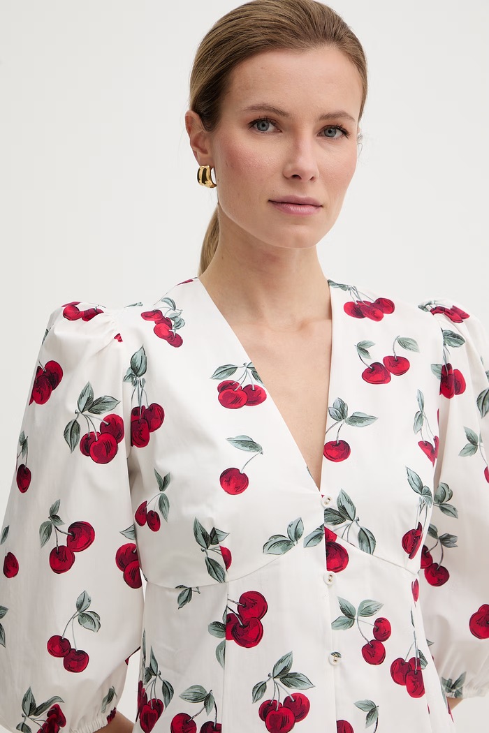 Twinset bavlnené šaty v empírovom štýle biela 261TT2592
