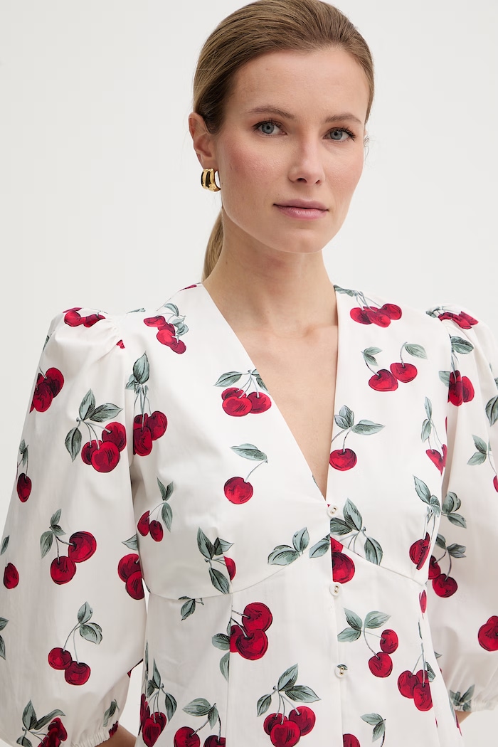 Twinset bavlnené šaty v empírovom štýle biela 261TT2592