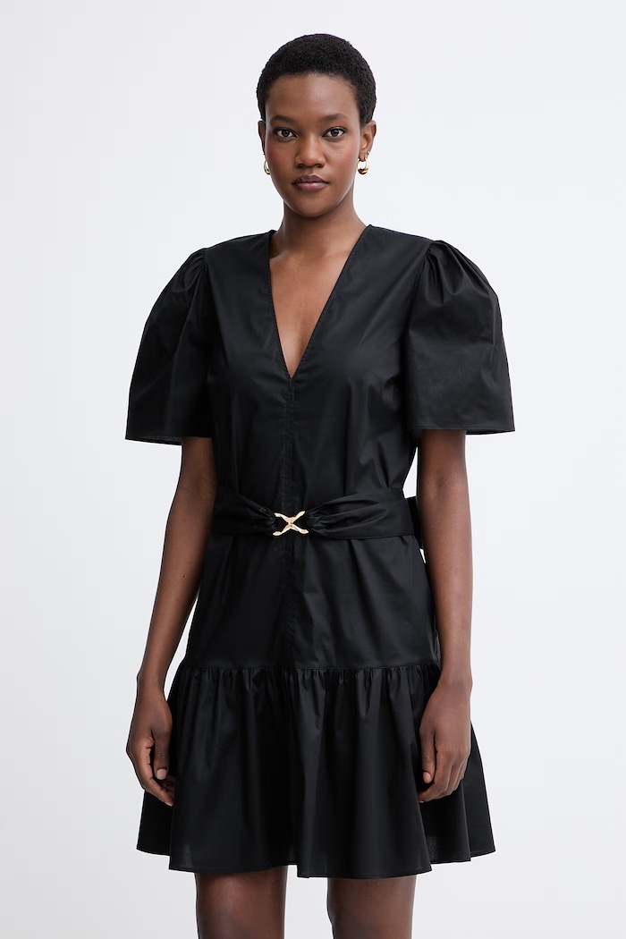 Twinset rochie de vară din bumbac cu elastan negru 261TT2160