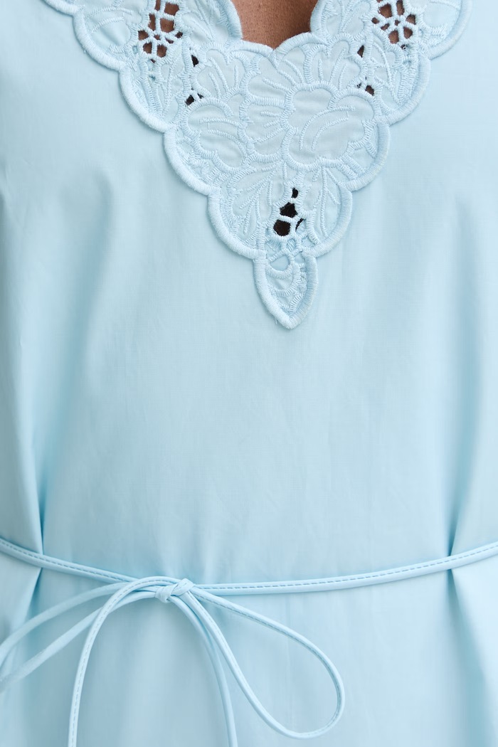 Twinset rochie evazată bumbac 261TT2033 albastru
