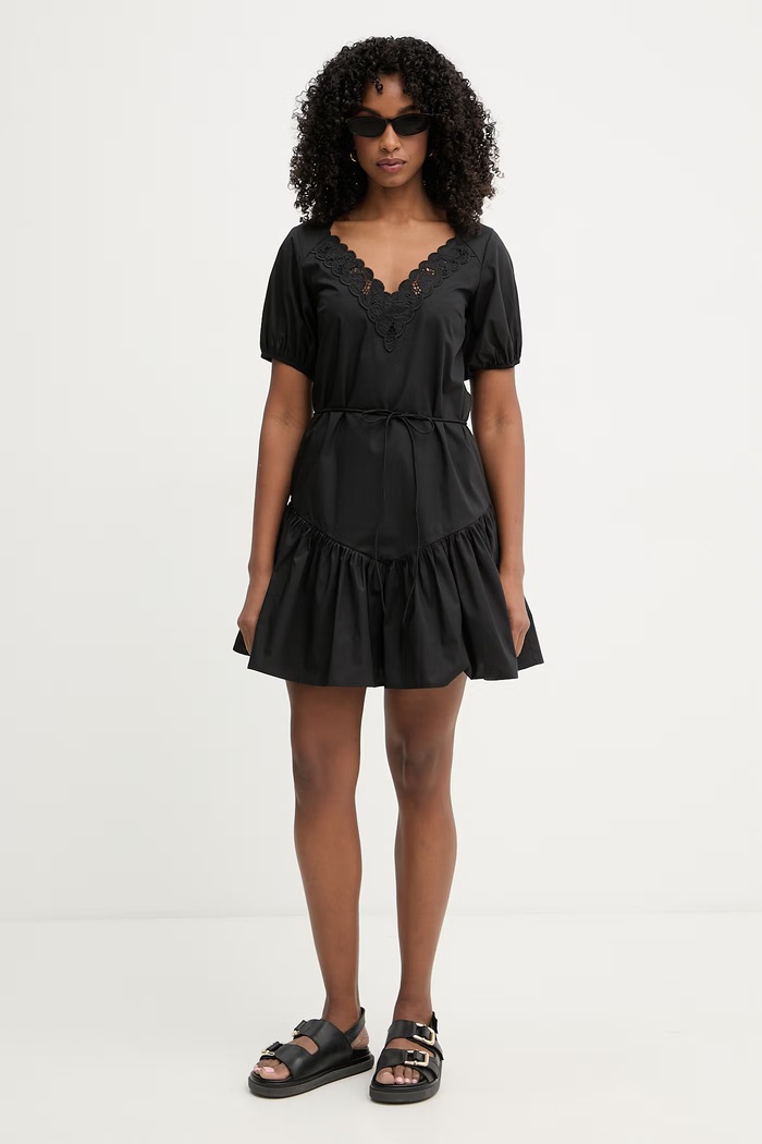 Twinset rochie evazată din bumbac 261TT2033 negru SS26