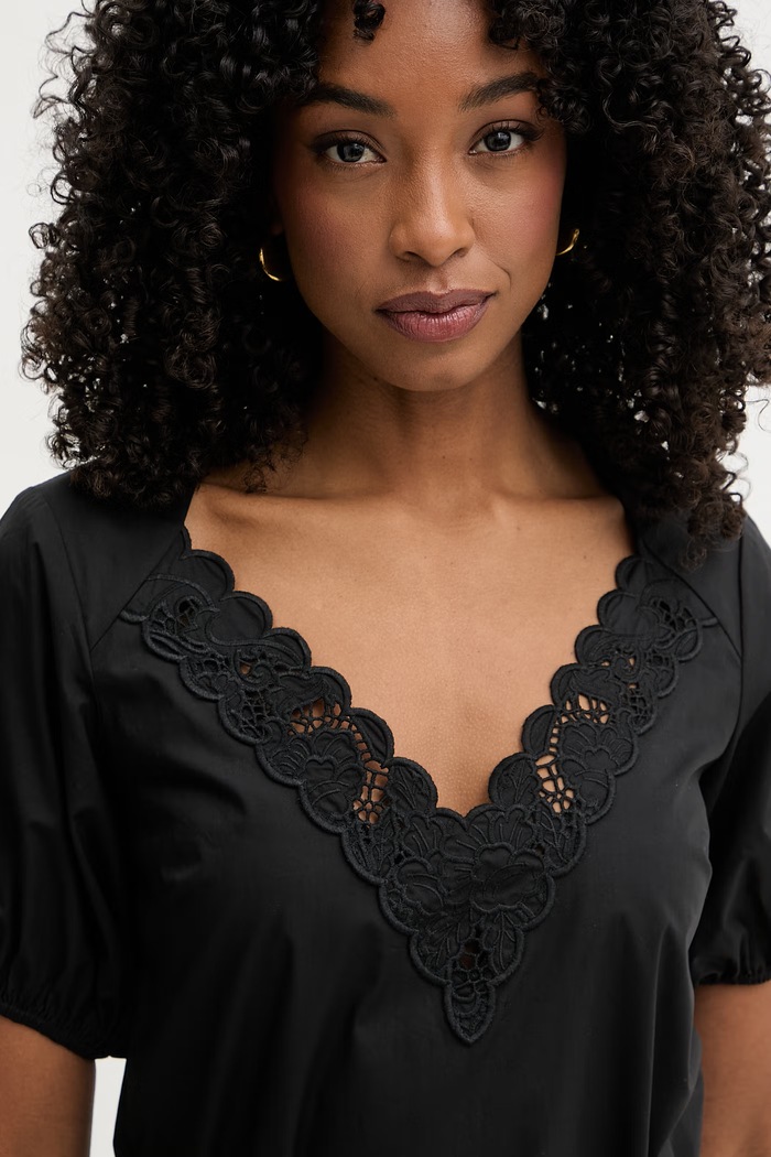 Twinset rochie evazată din bumbac negru 261TT2033