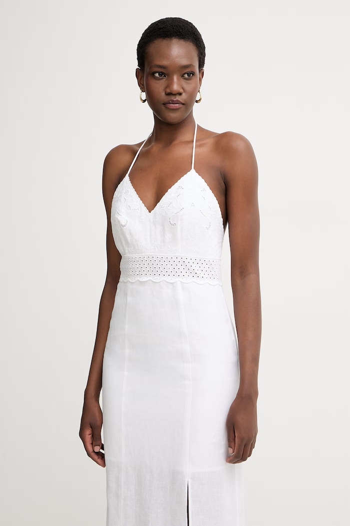 Twinset letné šaty ľanové biela 261TT2390