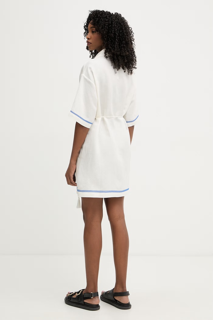 Oblečenie Twinset letné šaty s ľanom 261LM2MCC béžová