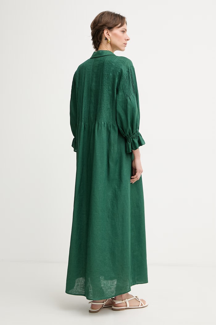 Îmbrăcăminte Luisa Spagnoli rochie din in Pasotto 543083 verde