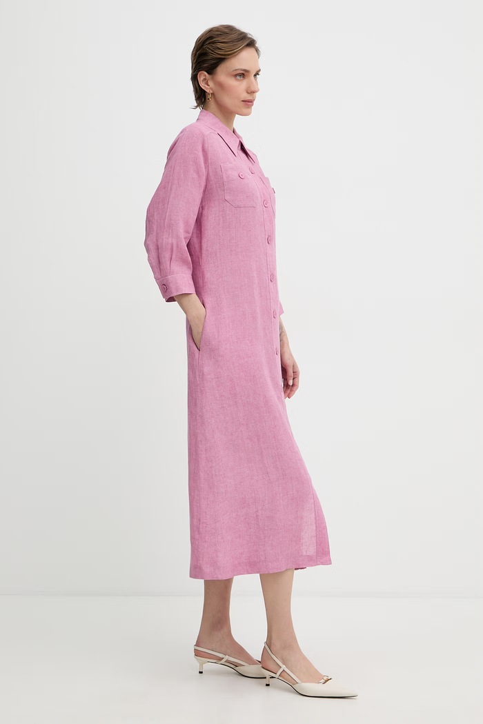 Luisa Spagnoli rochie tip cămașă din Polesana 543082 roz SS26