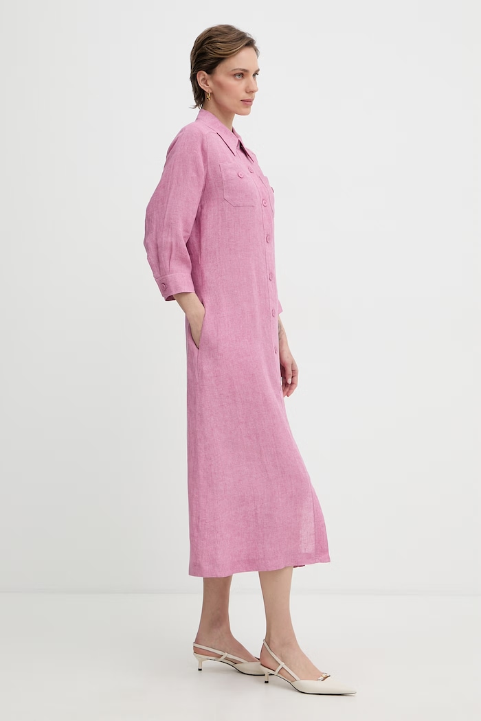 Luisa Spagnoli rochie tip cămașă din Polesana 543082 roz SS26