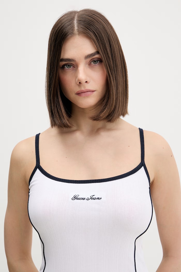 Guess Jeans рокля по тялото бял W6GKY1.KF641