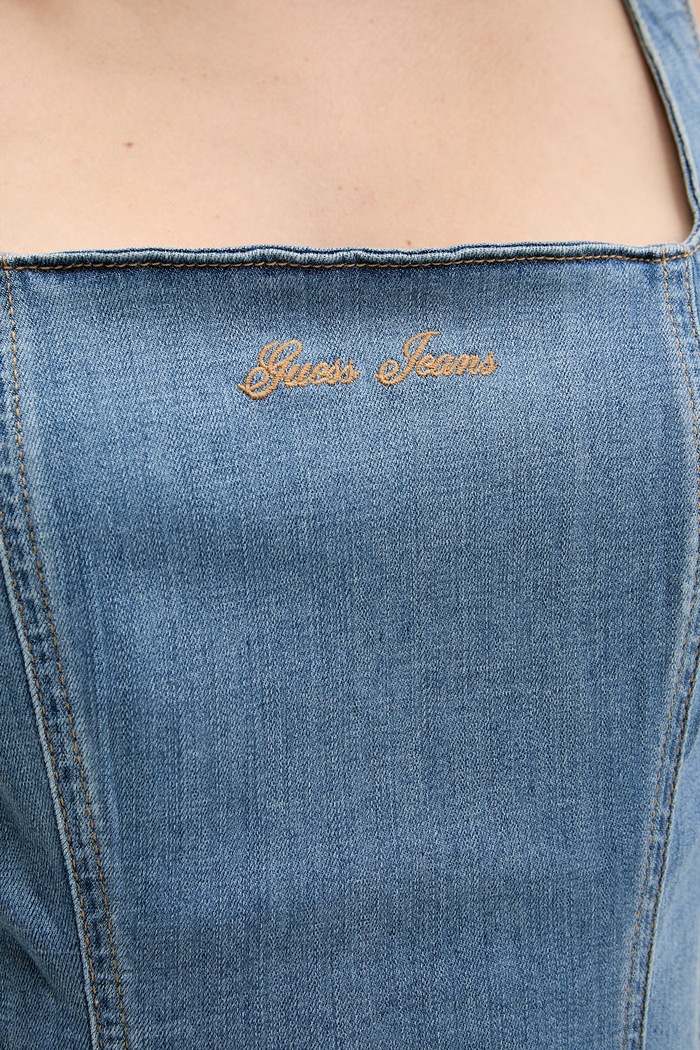 Guess Jeans šaty s lyocellom W6GK00.D7045 modrá