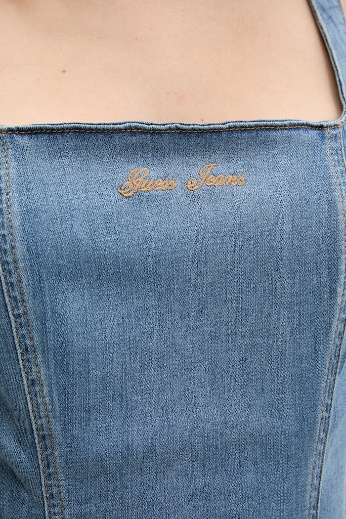 Guess Jeans šaty s lyocellom W6GK00.D7045 modrá