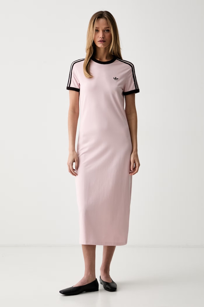 adidas Originals rochie bumbac cu elastan roz KC9014