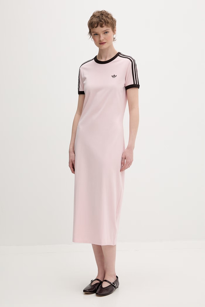 Oblečenie adidas Originals šaty bavlnené s elastanom KC9014 ružová
