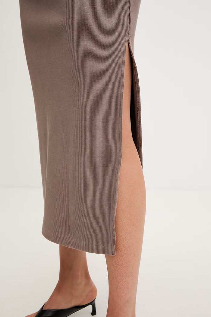 adidas Originals rochie de vară din bumbac cu elastan maro KE3167