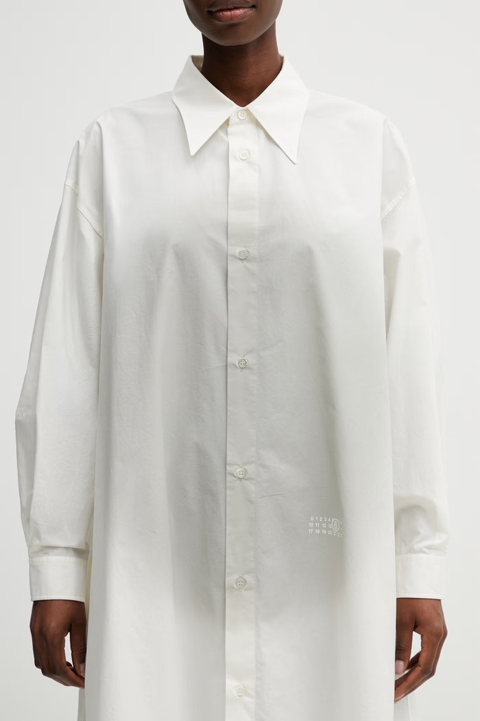 Sukienka koszulowa bawełniana MM6 Maison Margiela S52CT0797.M35256.101 beżowy