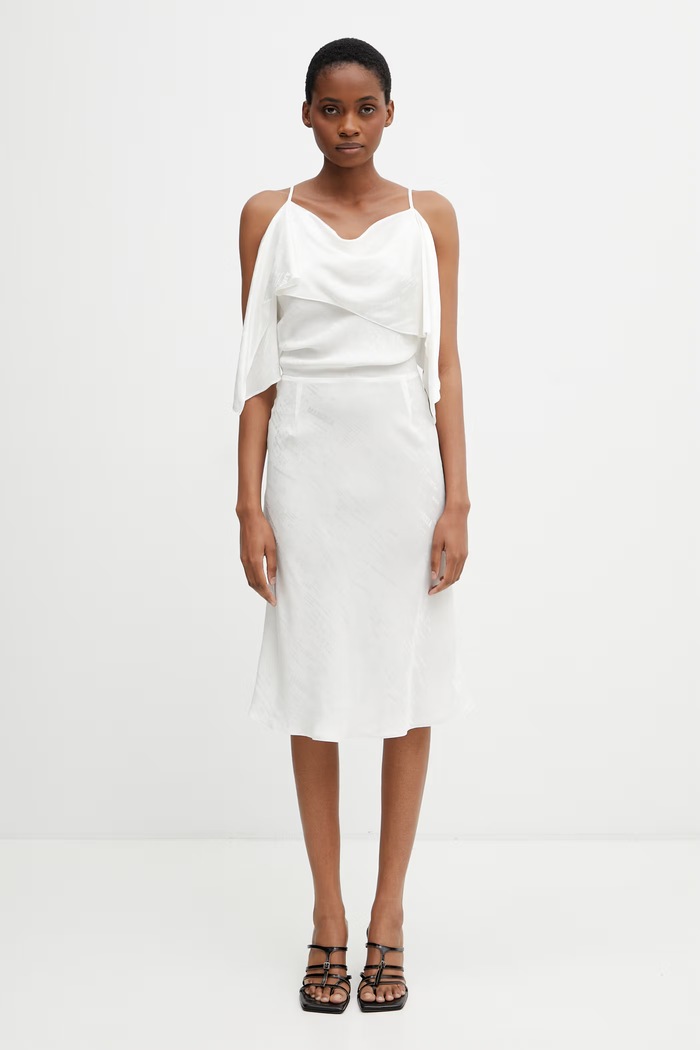 MM6 Maison Margiela sukienka letnia z wiskozą biały S52DD0082.M35737.003J
