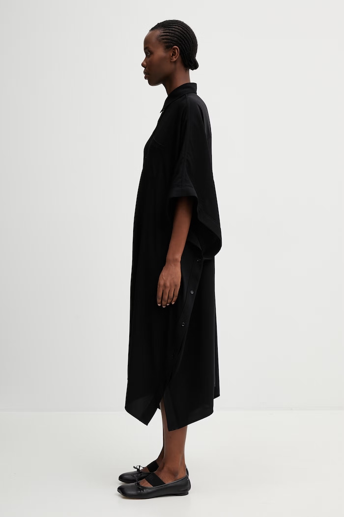 MM6 Maison Margiela Rochie tip cămașă S52DD0090.S43455.900 negru SS26