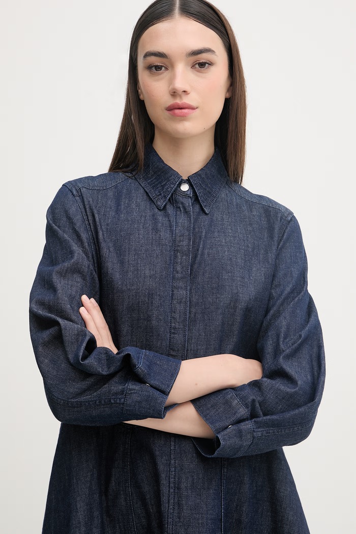 United Colors of Benetton sukienka jeansowa granatowy 40QFDV0CA