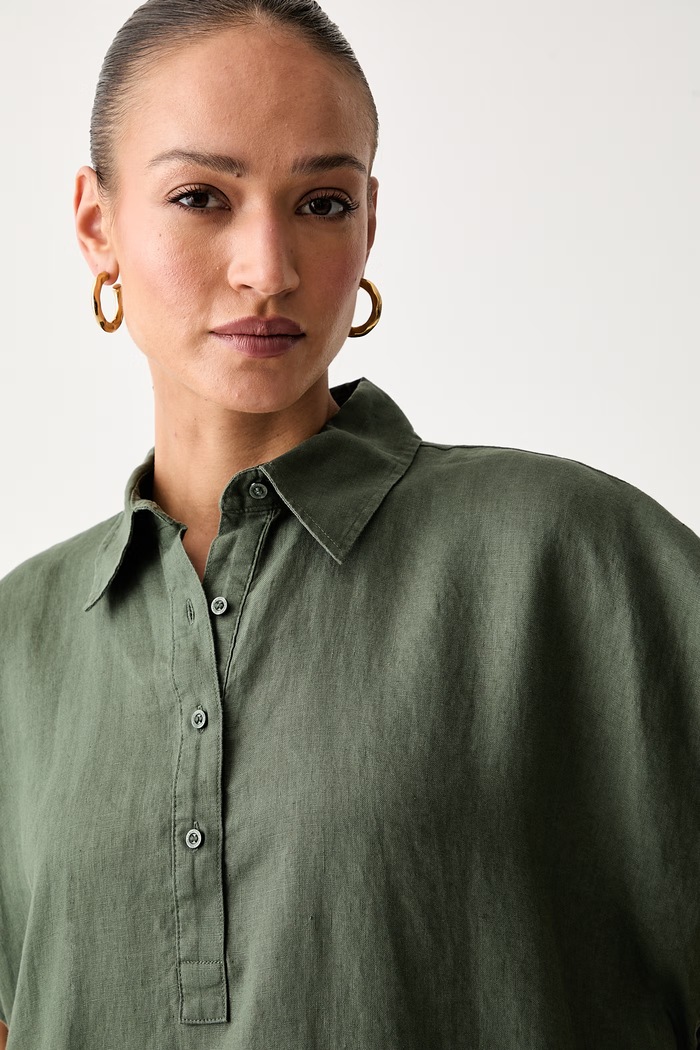 United Colors of Benetton sukienka letnia lniana zielony 4AGHDV0C6