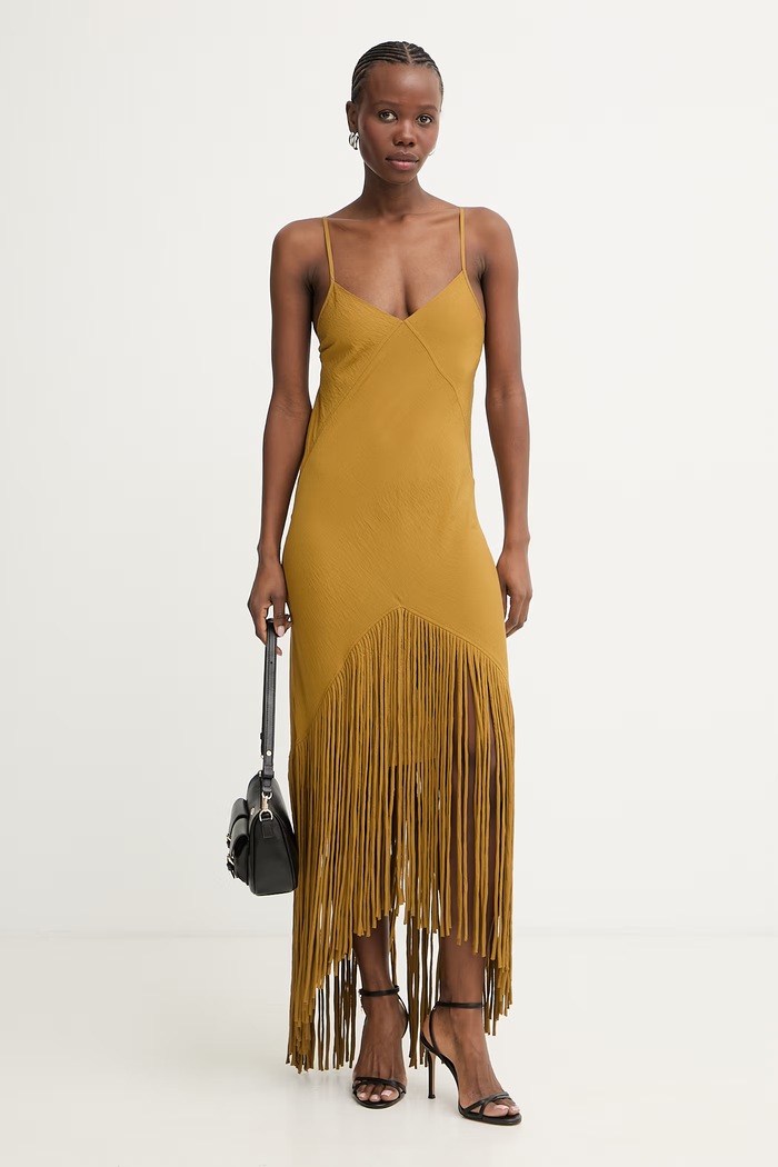 Pinko φόρεμα lingerie με βισκόζη 106825.A3AY πράσινο SS26