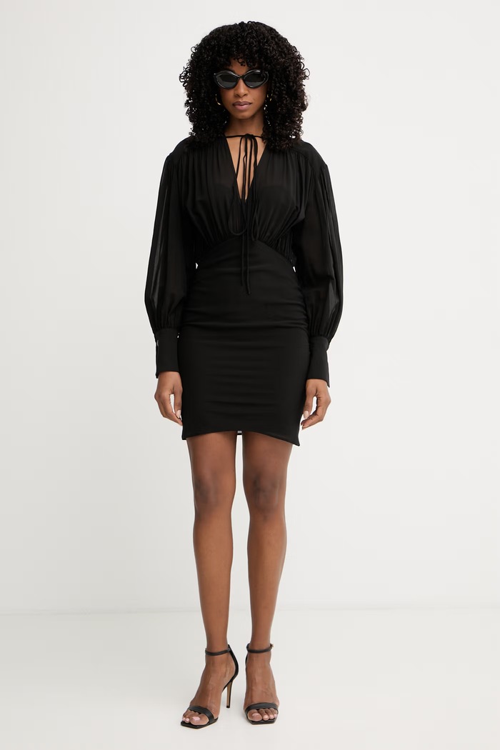 Pinko sukienka drapowana z wiskozą 106896.A3B2 czarny SS26