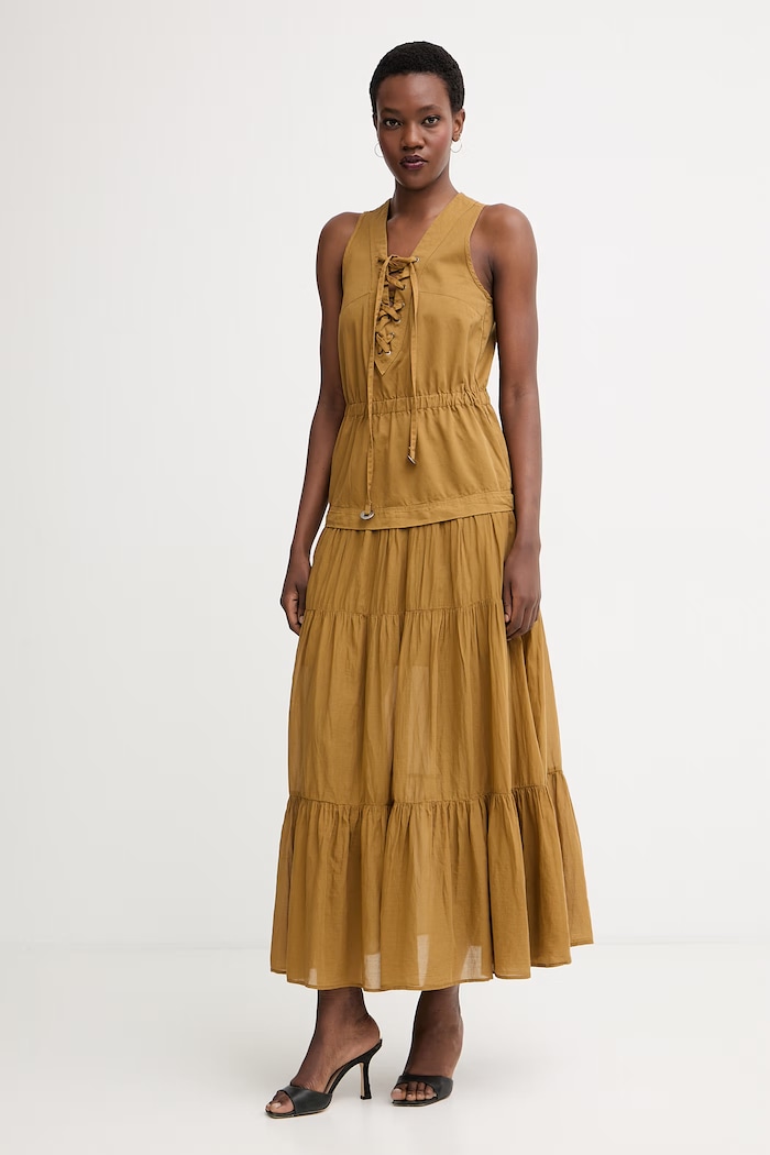 Pinko rochie de vară din bumbac verde 106822.A3AX