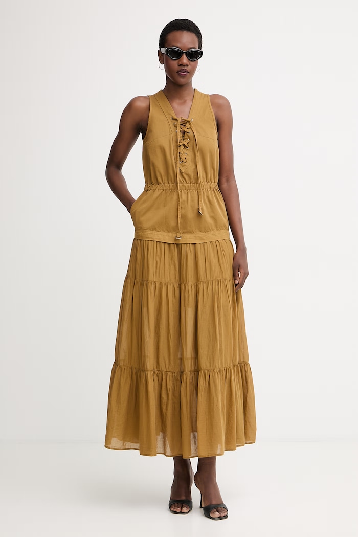 Pinko rochie de vară din bumbac 106822.A3AX verde SS26