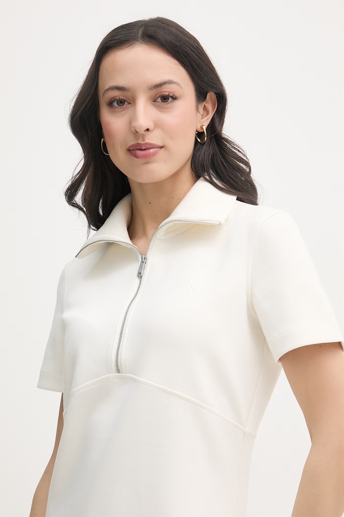 Calvin Klein Jeans šaty s viskózou béžová LV044F207G