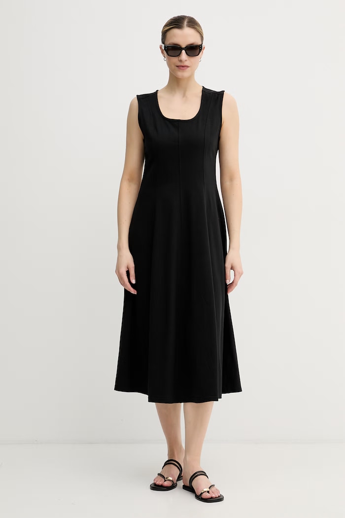 Calvin Klein Jeans šaty s rozšíreným strihom bavlnené LV047F203G čierna SS26