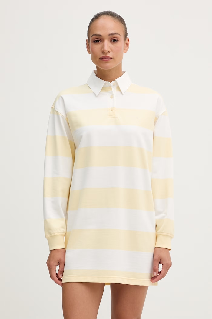 Calvin Klein Jeans φόρεμα βαμβακερό κίτρινο LV047F214G