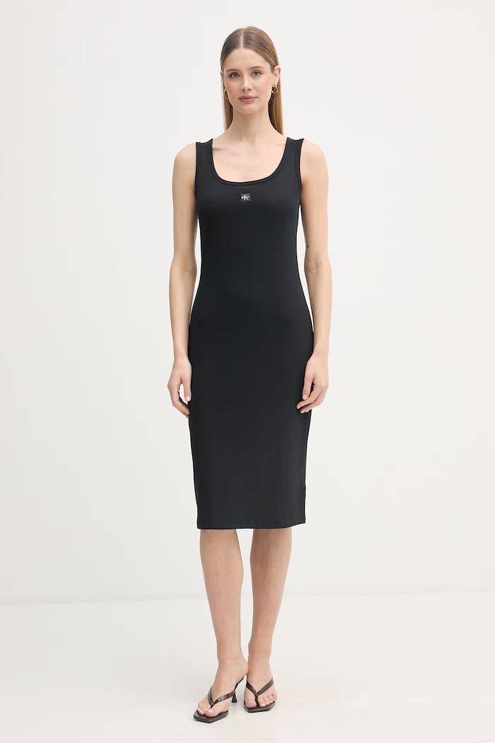 Calvin Klein Jeans šaty bavlnené s elastanom čierna LV047F257G