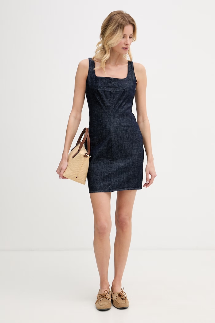 Calvin Klein Jeans šaty rifľové LV047F793G tmavomodrá SS26