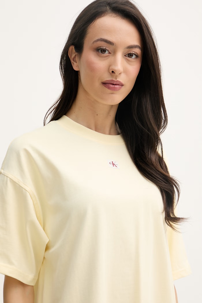 Calvin Klein Jeans šaty bavlnené žltá LV047F228G