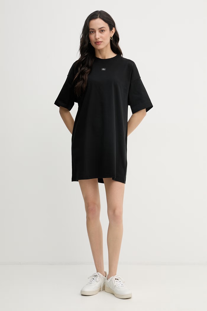 Calvin Klein Jeans šaty bavlnené LV047F228G čierna SS26
