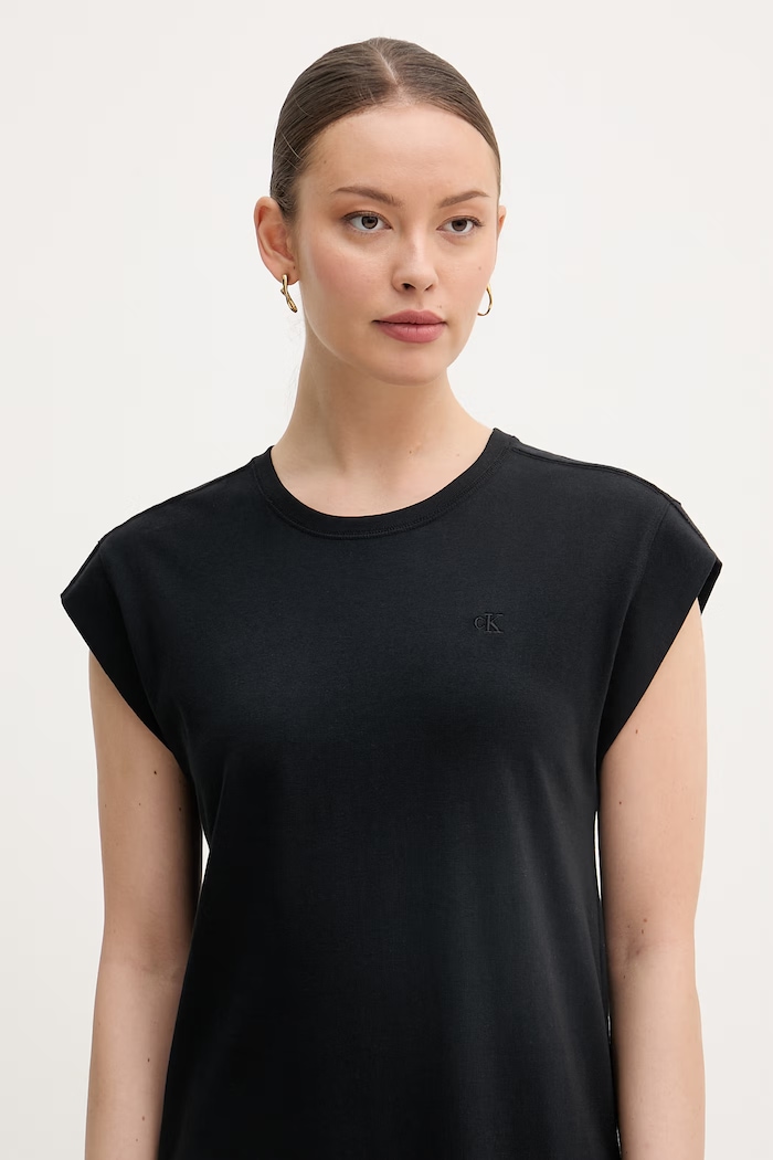 Calvin Klein Jeans šaty bavlnené čierna LV047F245G