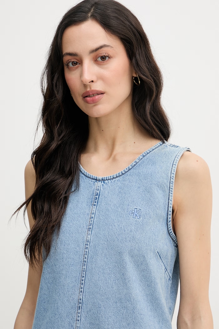 Calvin Klein Jeans šaty rifľové modrá LV047F499G