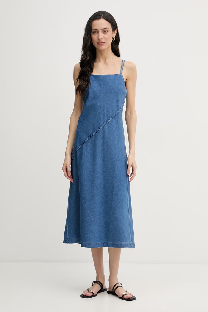 Calvin Klein Jeans letné šaty rifľové modrá LV047F748G