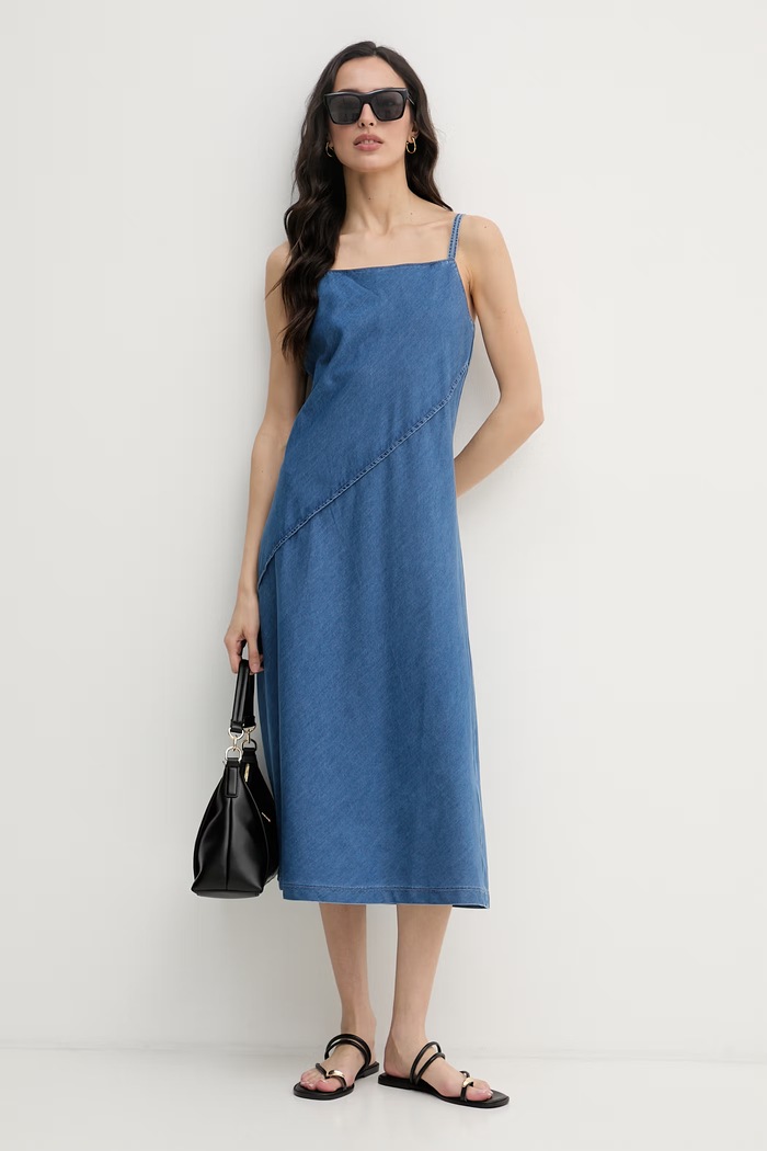 Calvin Klein Jeans letné šaty rifľové LV047F748G modrá SS26