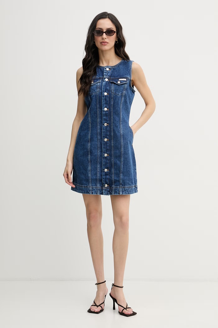 Calvin Klein Jeans šaty rifľové LV047F761G modrá SS26