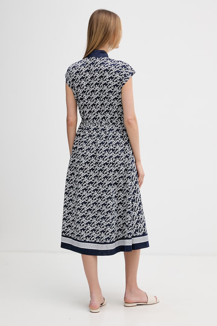 Oblečenie Tommy Hilfiger košeľové šaty s hodvábom SUMMER WW0WW49551 tmavomodrá