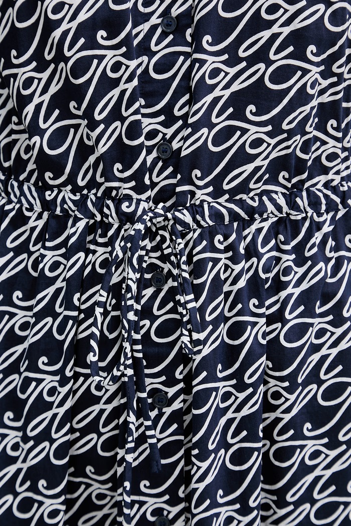 Tommy Hilfiger košeľové šaty s hodvábom SUMMER WW0WW49551 tmavomodrá