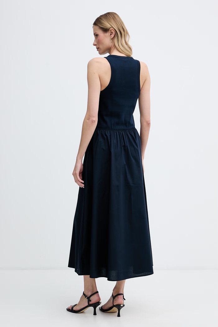 Îmbrăcăminte Tommy Hilfiger rochie evazată din bumbac WW0WW49628 bleumarin