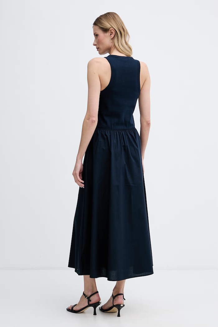 Îmbrăcăminte Tommy Hilfiger rochie evazată din bumbac WW0WW49628 bleumarin