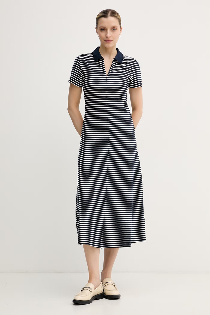 Tommy Hilfiger šaty s lyocellom tmavomodrá WW0WW48745