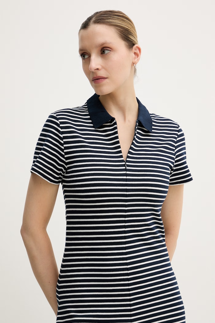 Tommy Hilfiger šaty s lyocellom tmavomodrá WW0WW48745
