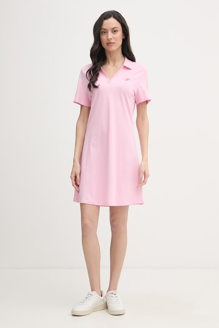 Tommy Hilfiger рокля от памук с еластан WW0WW48749 розов SS26