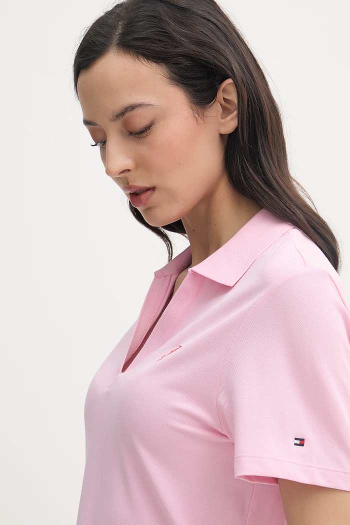Tommy Hilfiger рокля от памук с еластан розов WW0WW48749