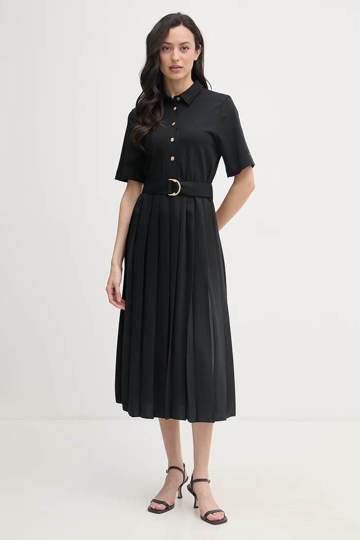 Tommy Hilfiger šaty s rozšíreným strihom čierna WW0WW48756