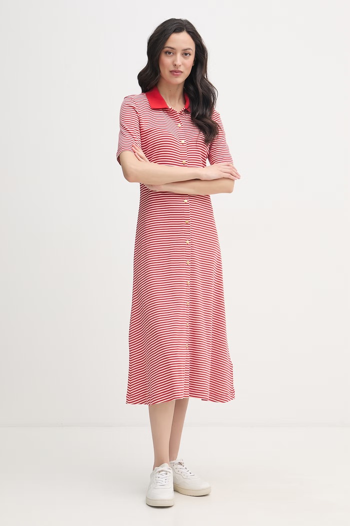 Tommy Hilfiger šaty bavlnené WW0WW48776 červená SS26